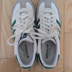 Adidas White and Green Samba Sneaker
